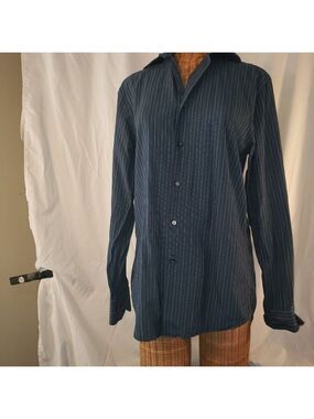 Express Men's Long Sleeve Button Down Shirt Blue Stripes - S